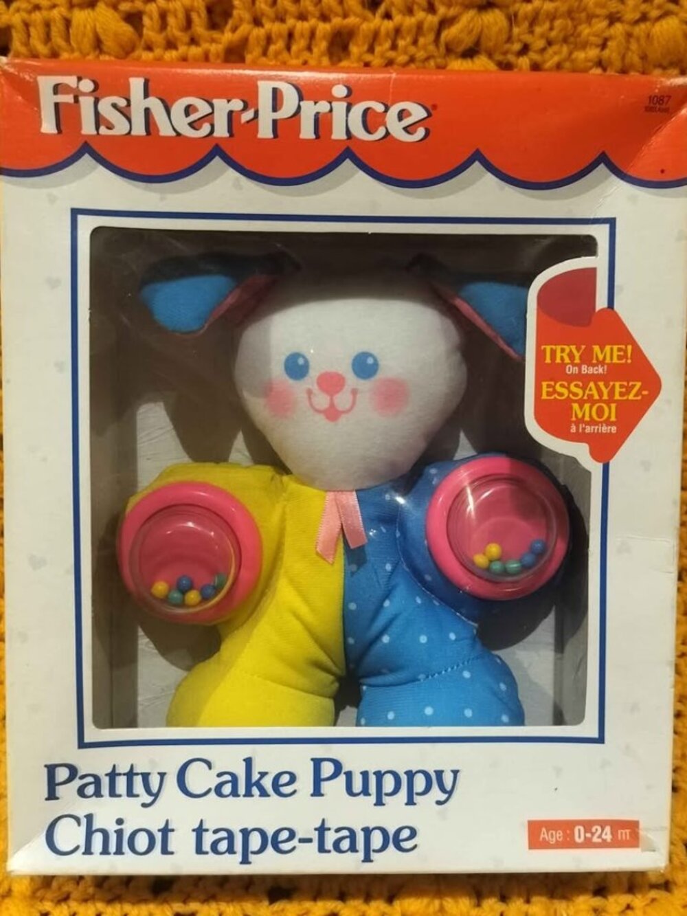Vintage 90s Fisher-Price Patty Cake Puppy Plush Toy - New in Box